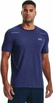 Fitness póló Under Armour Men's UA Seamless Grid Short Sleeve Sonar Blue/Gray Mist S Fitness póló - 4