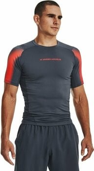 Fitness tričko Under Armour Men's UA HeatGear Armour Novelty Short Sleeve Downpour Gray/After Burn S Fitness tričko - 4