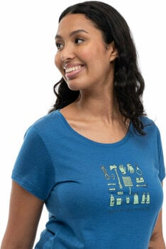 Outdoorové tričko Bergans Graphic Wool Tee Women North Sea Blue/Jade Green/Navy Blue XS Outdoorové tričko - 2