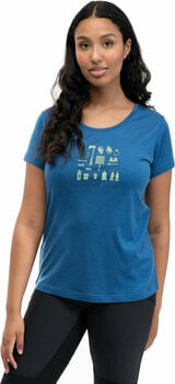 Outdoorové tričko Bergans Graphic Wool Tee Women North Sea Blue/Jade Green/Navy Blue XS Outdoorové tričko - 3