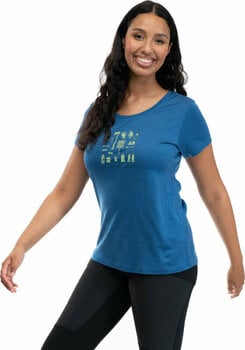 Outdoor T-Shirt Bergans Graphic Wool Tee Women North Sea Blue/Jade Green/Navy Blue XS Outdoor T-Shirt - 5
