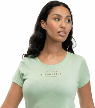 Outdoor T-Shirt Bergans Graphic Wool Tee Women Light Jade Green/Chianti Red XS Outdoor T-Shirt - 2