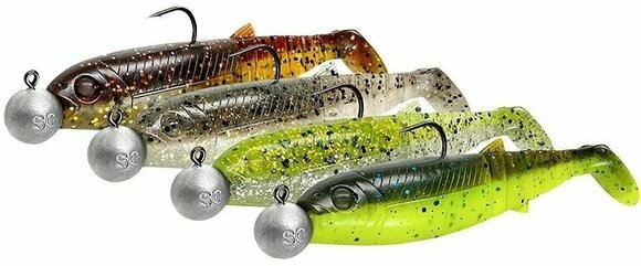 Gumová nástraha Savage Gear Cannibal Shad Clear Water Mix Holo Baitfish-Motor Oil UV-Ice Minnow-Chartreuse Pumpkin 10 cm 9 g-10 g - 2