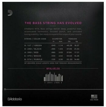 Saiten für 5-saitigen E-Bass, Saiten für 5-Saiter E-Bass D'Addario NYXL45130 - 2
