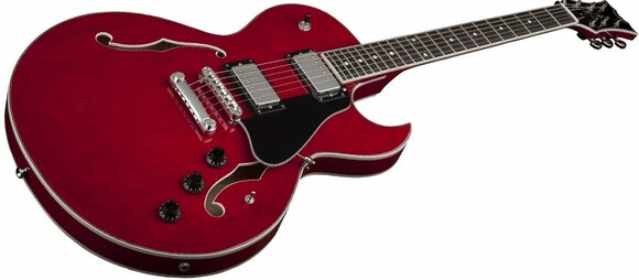 Semi-Acoustic Guitar Dean Guitars Colt Semi Hollow Body w/Piezo - Trans Red - 3