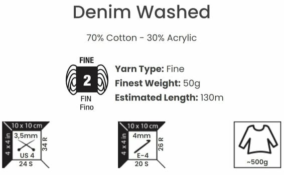 Fios para tricotar Yarn Art Denim Washed 922 Blue - 4
