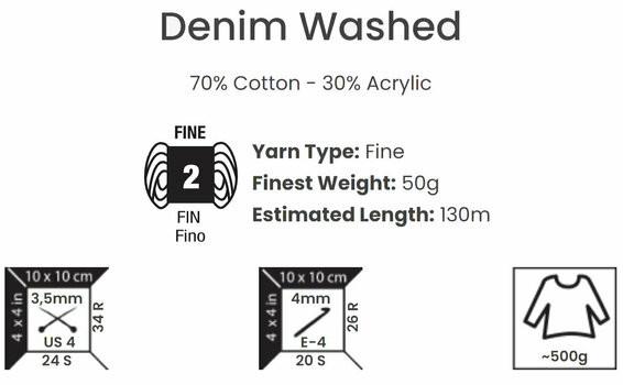 Knitting Yarn Yarn Art Denim Washed 922 Blue - 4