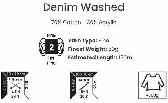 Pređa za pletenje Yarn Art Denim Washed 925 Dark Blue Pređa za pletenje - 4