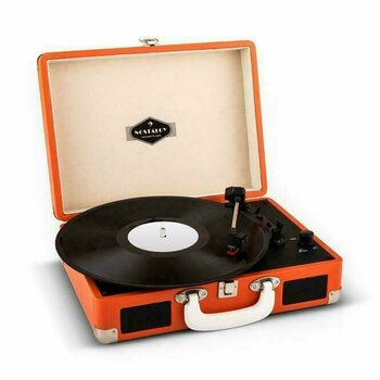 Bärbar skivspelare Auna Peggy Sue Retro Suitcase Turntable LP USB Orange - 2