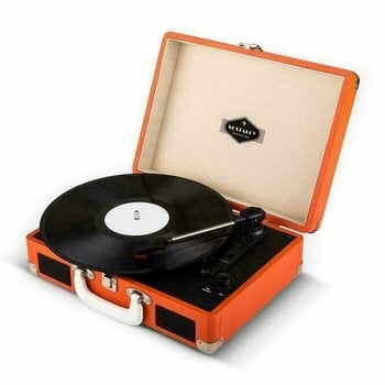 Tourne-disque portable Auna Peggy Sue Retro Suitcase Turntable LP USB Orange - 6
