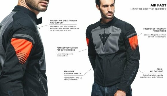 Textile Jacket Dainese Air Fast Tex Black/Gray/Gray 54 Textile Jacket - 17