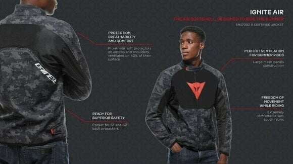 Tekstilna jakna Dainese Ignite Air Tex Jacket Camo Gray/Black/Fluo Red 44 Tekstilna jakna - 19