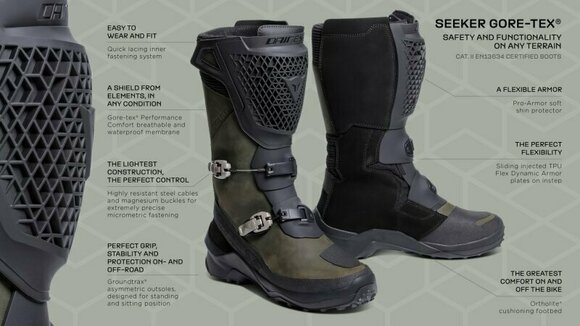 Topánky Dainese Seeker Gore-Tex® Boots Black/Army Green 47 Topánky - 19