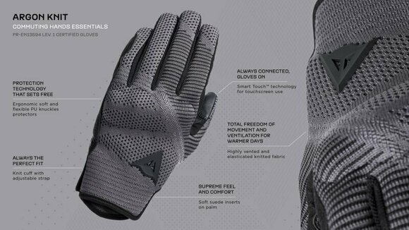 Motoros kesztyűk Dainese Argon Knit Gloves Black XS Motoros kesztyűk - 17
