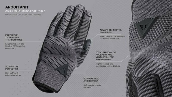 Moottoripyöräilijän käsineet Dainese Argon Knit Gloves Black XS Moottoripyöräilijän käsineet - 17