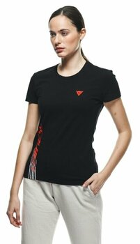 T-Shirt Dainese T-Shirt Logo Lady Black/Fluo Red XS T-Shirt - 5