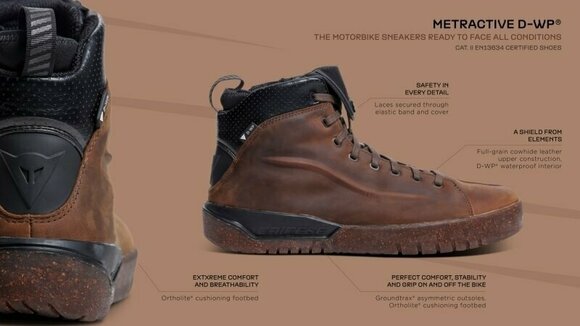 Motoros cipők Dainese Metractive D-WP Shoes Brown/Natural Rubber 41 Motoros cipők - 11