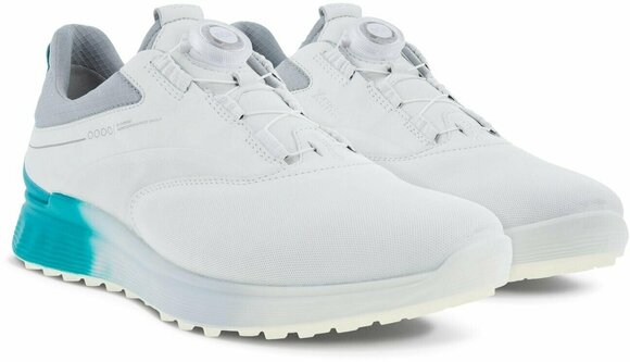 Chaussures de golf pour hommes Ecco S-Three BOA Mens Golf Shoes White/Caribbean/Concrete 41 - 6