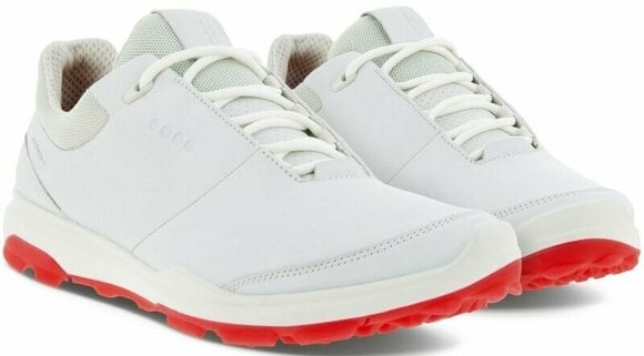 Calçado de golfe para mulher Ecco Biom Hybrid 3 Womens Golf Shoes White/Hibiscus 37 - 6