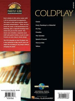Partitura para pianos Coldplay Piano Play-Along Volume 16 Livro de música - 2