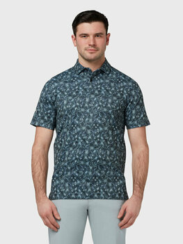 Риза за поло Callaway Mens All Over Outline Floral Print Polo Caviar L - 3