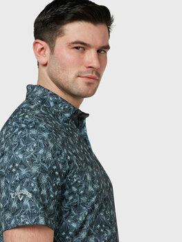 Риза за поло Callaway Mens All Over Outline Floral Print Polo Caviar S - 4