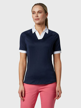 Риза за поло Callaway Womens Short Sleeve V-Placket Colourblock Polo Peacoat XS - 3
