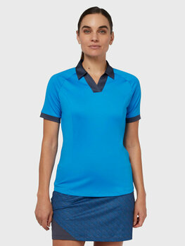 Koszulka Polo Callaway Womens Short Sleeve V-Placket Colourblock Polo Blue Sea Star L - 3