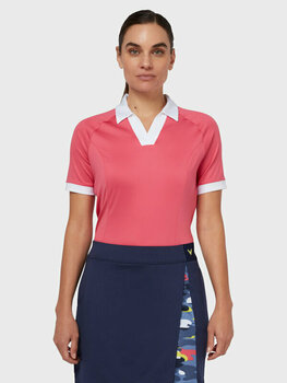 Polo majice Callaway Womens Short Sleeve V-Placket Colourblock Polo Fruit Dove S - 5
