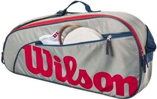 Tennis Bag Wilson Junior 3 Pack 3 Grey Eqt/Red Tennis Bag - 3
