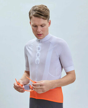 Велосипедна тениска POC Essential Road Logo Jersey Granite Grey/Zink Orange M Джърси - 3