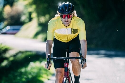 Cycling jersey Castelli Prologo 7 Jersey Passion Fruit/Ivory-Avocado Green 3XL - 3