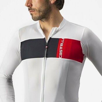 Mez kerékpározáshoz Castelli Prologo 7 Long Sleeve Jersey Ivory/Light Black-Red XL - 5