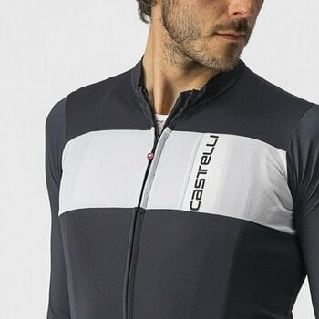 Mez kerékpározáshoz Castelli Prologo 7 Long Sleeve Jersey Dzsörzi Light Black/Silver Gray-Ivory 3XL - 5