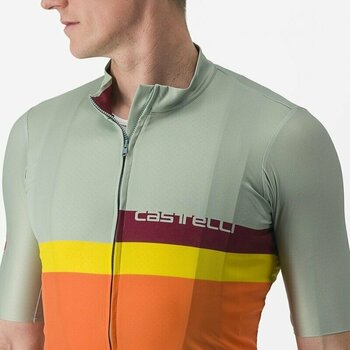 Tricou ciclism Castelli A Blocco Jersey Jersey Defender Green/Dark Red-Bordeaux-Passion Fruit-Scarlet Lava S - 5
