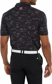 Polo-Shirt Footjoy Tropic Golf Print Mens Polo Shirt Black/Orchid 2XL - 4