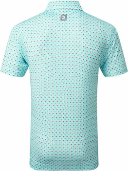 Polo košile Footjoy Half Moon Geo Mens Polo Shirt White/Aqua Surf/Maui Blue/Lava 2XL - 2