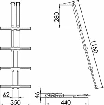 Lodní žebřík, lávka Osculati Diver Telescopic Ladder 4 Steps Black - 4