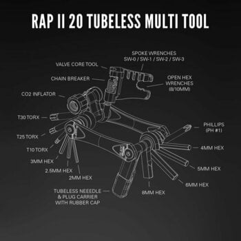 Multifunctioneel gereedschap Lezyne Rap II 20 Tubeless Black 20 Multifunctioneel gereedschap - 3