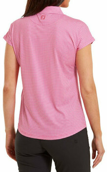 Polo Shirt Footjoy Houndstooth Print Cap Sleeve Womens Polo Shirt Hot Pink XS - 4