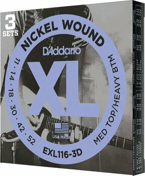 Cordas para guitarra elétrica Mi D'Addario EXL116-3D - 3
