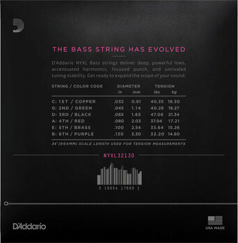Saiten für 6-saitigen E-Bass D'Addario NYXL32130 - 2