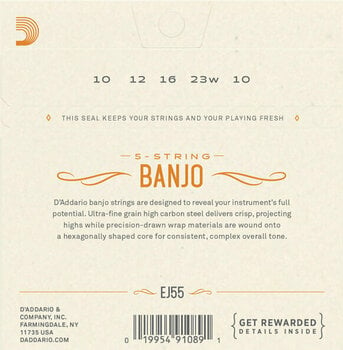 Struny pro banjo D'Addario EJ55 - 2