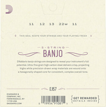 Struny pro banjo D'Addario EJ57 - 2