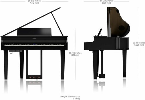 Piano grand à queue numérique Roland GP-6 Polished Ebony Piano grand à queue numérique - 13