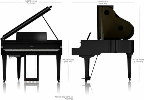 Digital Grand Piano Roland GP-9 Polished Ebony Digital Grand Piano - 10