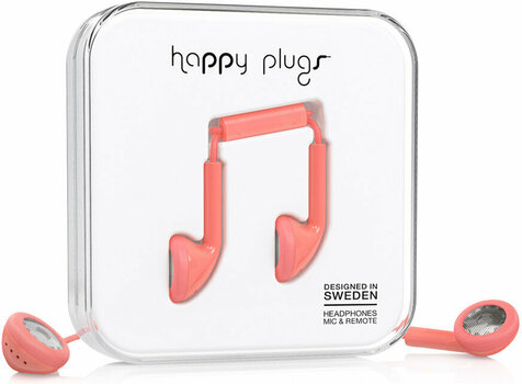 En la oreja los auriculares Happy Plugs Earbud Coral - 2
