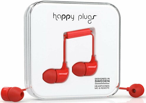 En la oreja los auriculares Happy Plugs In-Ear Red - 2