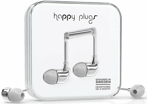 En la oreja los auriculares Happy Plugs In-Ear Silver Deluxe Edition - 2