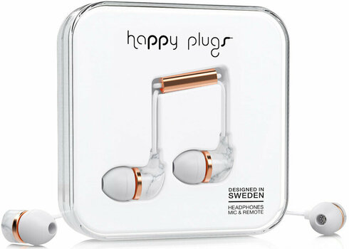 Auscultadores intra-auriculares Happy Plugs In-Ear White Marble Rose Gold - 2
